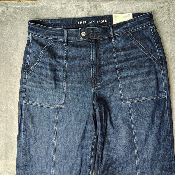 American Eagle Jeans Women 34W Short Dreamy Drape Super High Rise Baggy Wide Leg - Picture 3 of 12